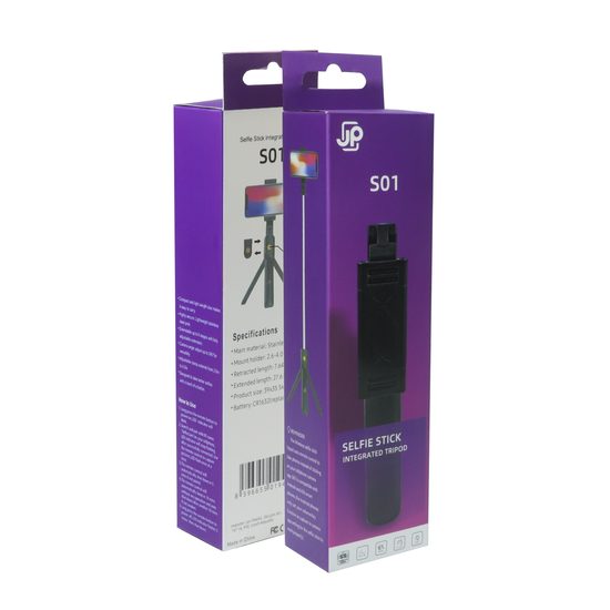 JP Selfie Stick / Τηλεσκοπικό Στικ με Αποσπώμενο Τηλεχειριστήριο Bluetooth και Τρίποδο, S01, Μαύρο