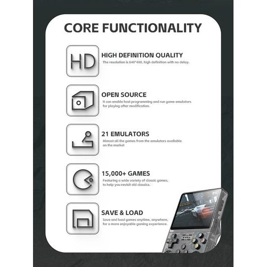 PK01S Φορητή κονσόλα παιχνιδιών με οθόνη IPS 3,5", λευκή