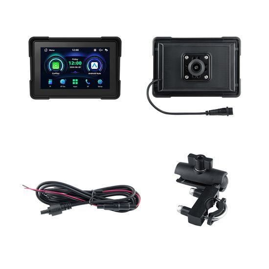 5" Motorfiets Display met Draadloze Apple CarPlay, Android Auto + DVR Camera's