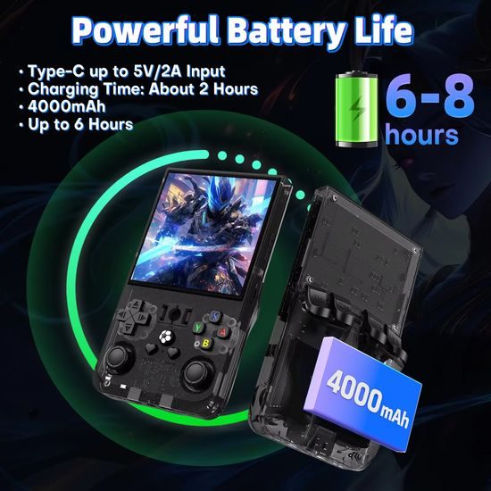 R36 Max Φορητή κονσόλα παιχνιδιών με 4,0" IPS οθόνη, μαύρη