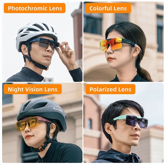 West Biking Photochromatische Fahrradbrille Flip-Up für Brillenträger - UV400 Schutz - Ultraleicht 30g - Grün