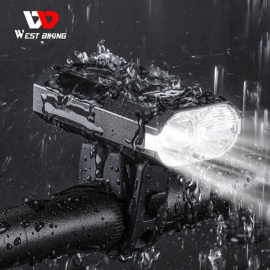 West Biking LED Fahrradlicht für Lenker - Wiederaufladbar Wasserdicht 400 Lumen USB - Schwarz