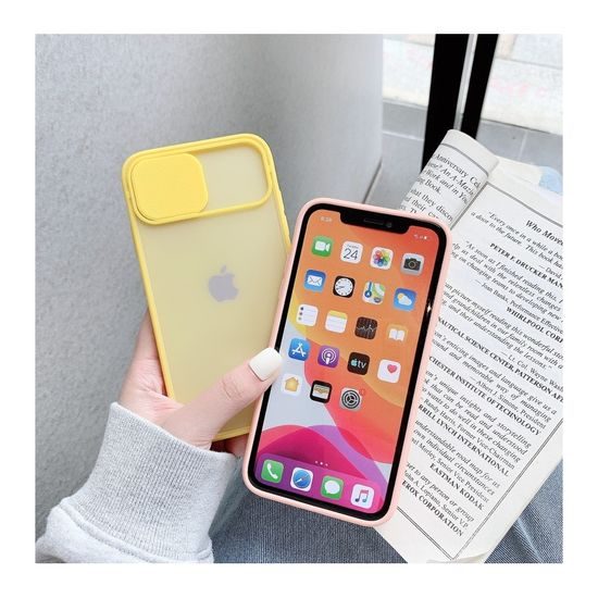 Husă cu capac pentru cameră, iPhone 12, galbenă