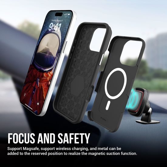 JP Triangle MagSafe θήκη, πιστοποίηση SGS 1,2M, iPhone Air, μαύρη