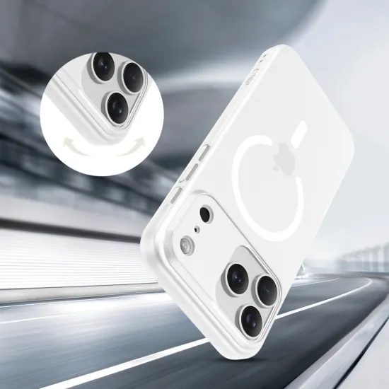 Tech-Protect MagSlim Hoesje - MagSafe geschikt - met Camera Cover - voor iPhone 17 Pro - Wit Mat