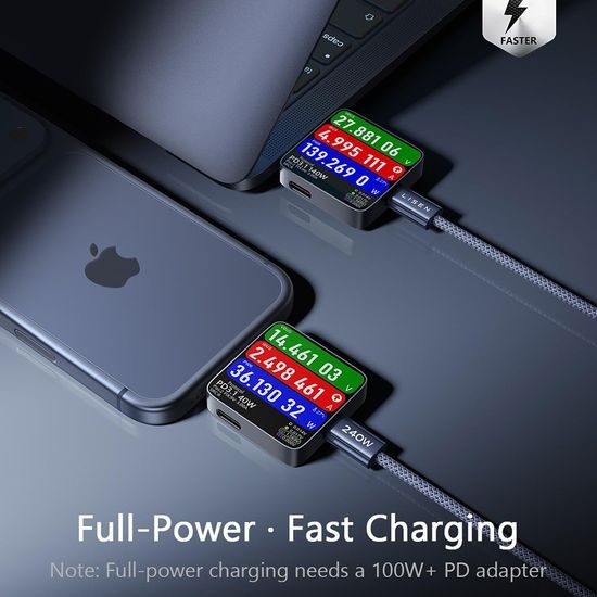 Lisen Καλώδιο Δεδομένων USB-C - USB-C, 240W, 2 m, 2 τεμάχια, μπλε