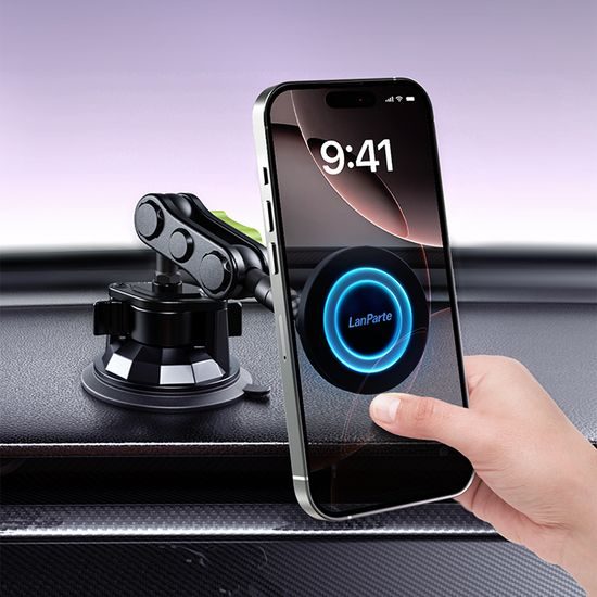 LanParte RBA-M01 Magnetische Telefoonhouder voor Auto - met Vacuüm Zuignap - 360° Verstelbaar - MagSafe geschikt
