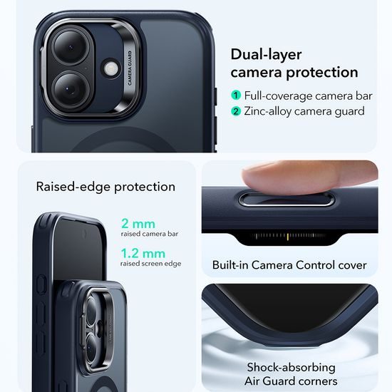 Etui ESR Classic Hybrid HaloLock Kickstand, iPhone 17, frosted blue