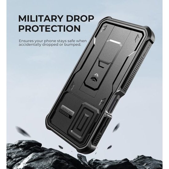 Dexnor 360 Kickstand Camprotector Schutzhülle für Google Pixel 11 / 11 Pro XL - Hybrid Outdoor Case mit Kameraschütz und Ständer - Schwarz