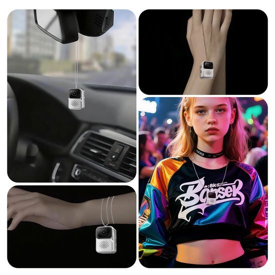 S130 Mini Kamera Halskette - Tragbare Wearable Kamera mit Display - Schwarz