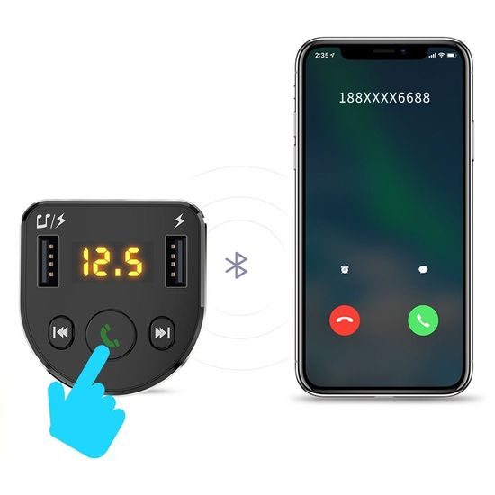 Dudao Transmițător FM încărcător auto Bluetooth, MP3, 3.1 A, 2x USB, negru (R2Pro negru)