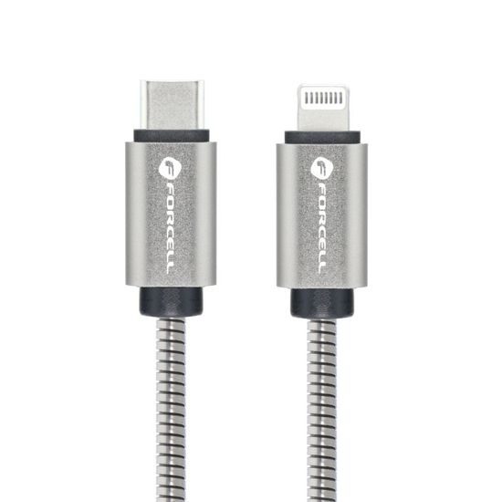 Καλώδιο Forcell F-Energy USB-C - Lightning, PD, 3A, 27W, 2 m, ασημί