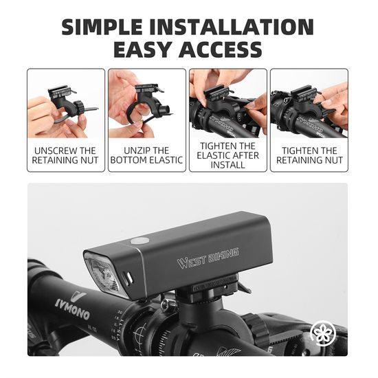 West Biking Fahrradlicht Vorne - Wasserdicht IPX6 - 850 Lumen - 5 Modi - USB-C Aufladbar - Schwarz