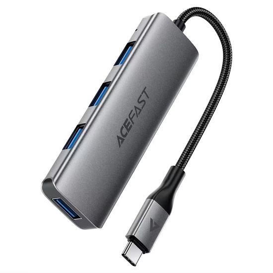Acefast 4-in-1 Adapter (J15) - USB-C naar 4x USB 3.0 - 5 Gb/s - Plug & Play - Grijs