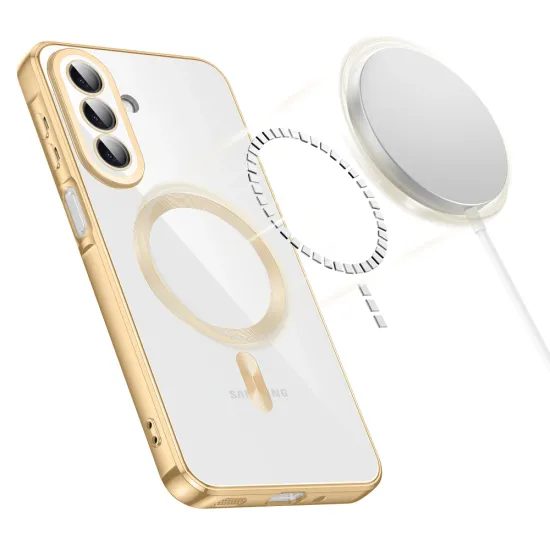 Tech-Protect MagFlex MagSafe Hülle für Samsung Galaxy A27 5G - Magnetische Schutzhülle mit transparenter Rückseite - Glänzend Gold