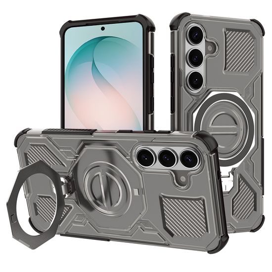 Techsuit Carbon Shield Pro Schutzhülle für Samsung Galaxy S26 Plus - Militärschutz mit Ringhalter - Rauchschwarz