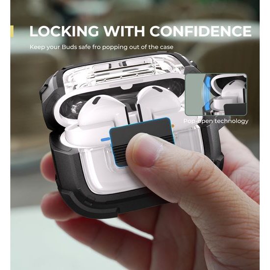 Ανθεκτική θήκη Dexnor, Samsung Galaxy Buds 3 / 3 Pro, μαύρη