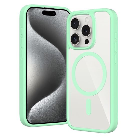 JP MagFit Clear MagSafe obal s N52 magnetom, iPhone 15 Pro, zelený