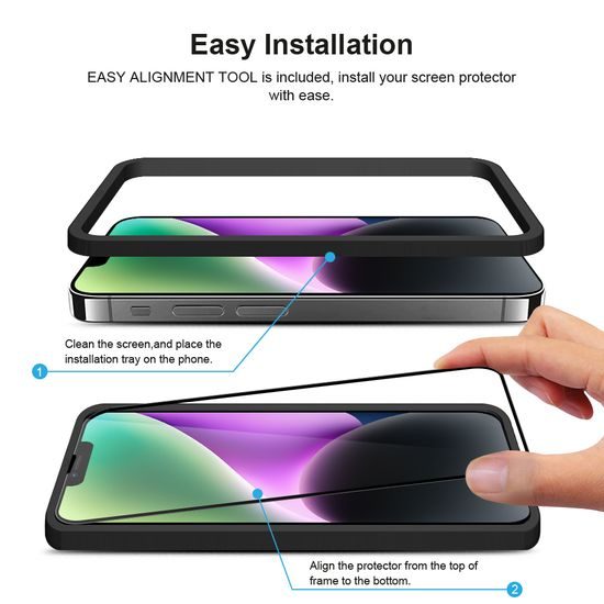 JP 3D стъкло с инсталационна рамка, iPhone 14, черно