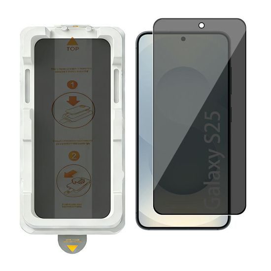 Wency Magic Box Privacy 5D Σκληρυμένο Γυαλί με εύκολη εφαρμογή, Samsung Galaxy S25, μαύρο