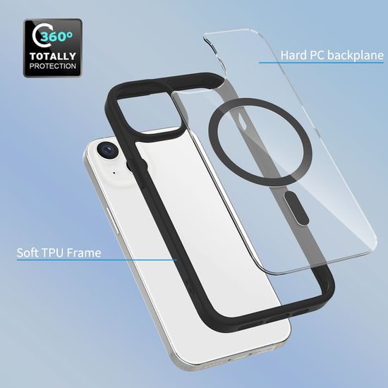 JP MagFit Clear MagSafe obal s N52 magnetem, iPhone 13 / 14, černý