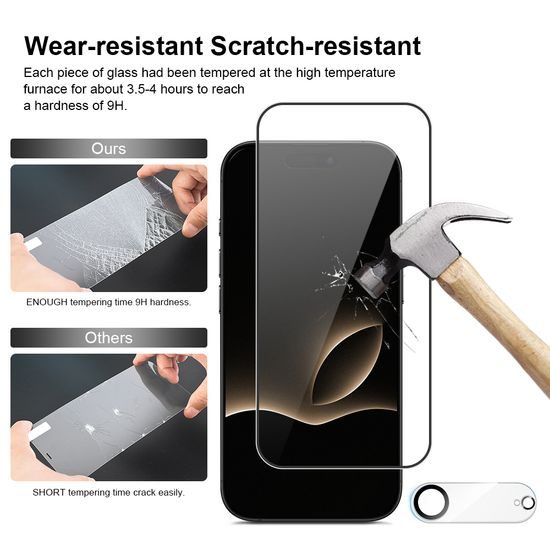 JP Full Pack Σκληρυμένων Γυαλιών, 2x 3D γυαλί με εφαρμοστή + 2x γυαλί για φακό, iPhone Air