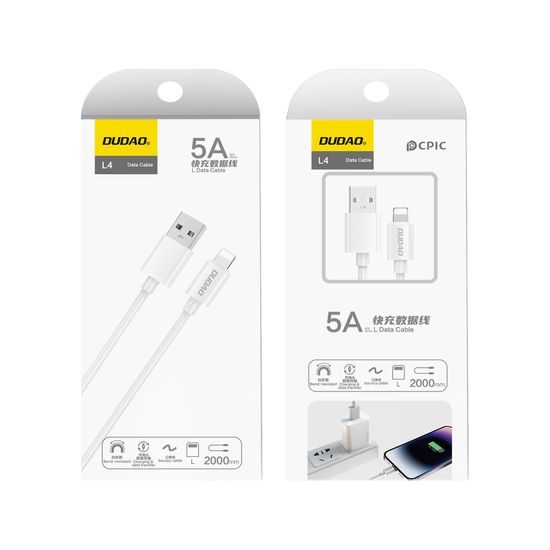 Dudao L4L USB-A auf Lightning Kabel für iPhone - 2,1A Schnellladekabel 2m - Weiß