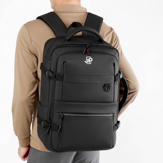 JP Rucksack B15 für Alltag und Freizeit - 48x33x20~25 cm - Schwarz