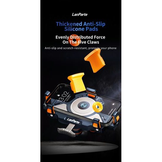 LanParte UBA-MC Motorrad Handyhalterung mit 15W kabellosem Laden - Smartphone Halterung mit Vibrationsdämpfung