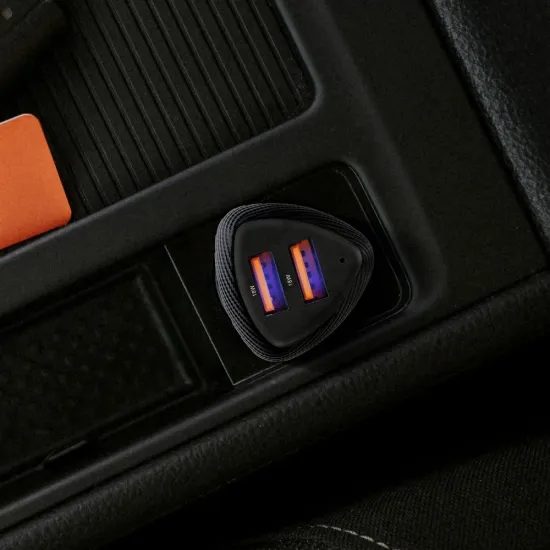 Forcell Carbon Προσαρμογέας Αυτοκινήτου 2x USB QC 3.0 18W, CC50-2A36W, μαύρος