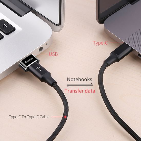 Baseus adapter USB-C na USB-A, 3A, črn