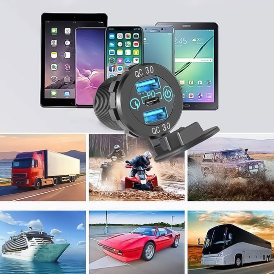 Alogy motociklski polnilnik, 2x USB-A QC 3.0 + USB-C PD 60W