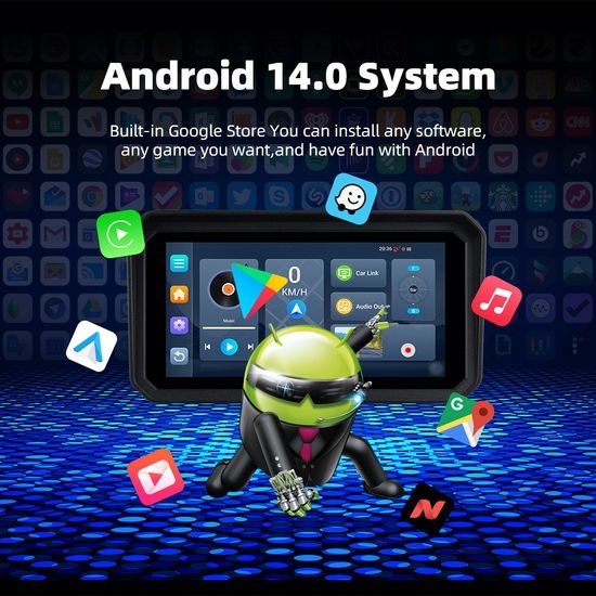 6" Motocyklový displej s Android 14, CarPlay a Android Auto, DVR kamerami a TPMS