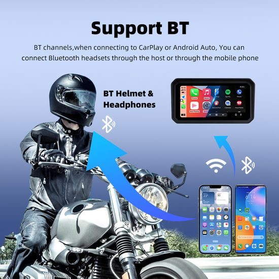 6" Motocyklový displej s Android 14, CarPlay a Android Auto, DVR kamerami a TPMS
