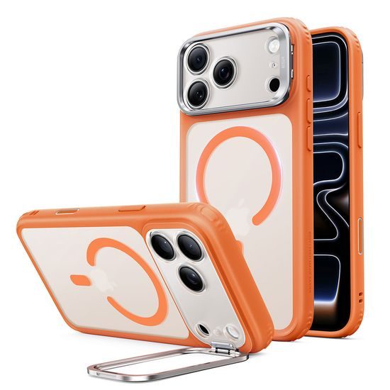 iPhone 17 Pro / 18 Pro vāciņš – ESR Classic Hybrid HaloLock Kickstand ar statīvu – oranžs
