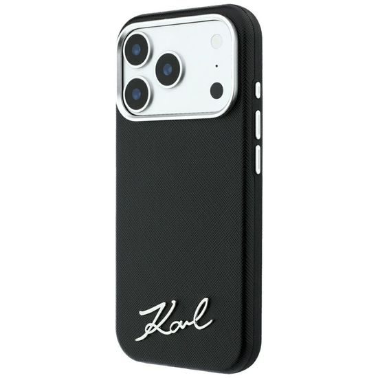 Karl Lagerfeld Saffiano Small Script Metal Logo MagSafe ümbris iPhone 17 Pro / 18 Pro – must