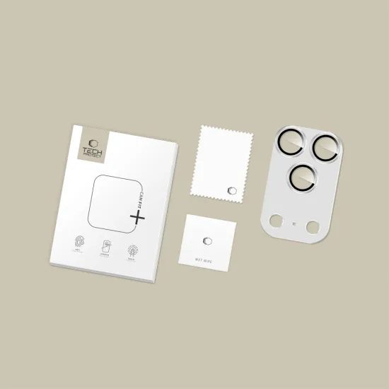 Tech-Protect CamFull Fit+, προστατευτικό τζαμάκι για φακό κάμερας, iPhone 17 Pro Max, ασημί