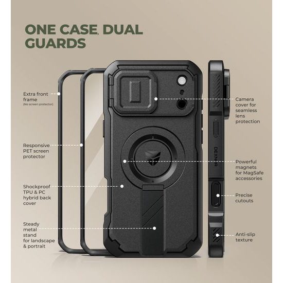 Dexnor MagSafe Case für iPhone 17 Pro Max / 18 Pro Max - 360° Kickstand mit Kameraschutz - Schwarz