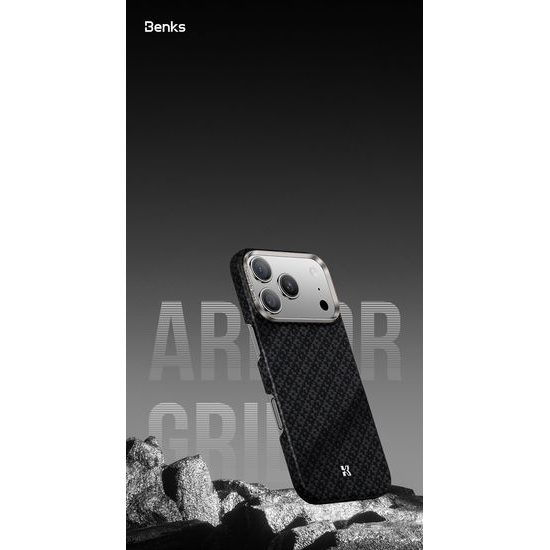 Benks Magnetic Armor Air Armor Grid Kevlar θήκη Metal Frame, iPhone 17 Pro Max, μαύρη