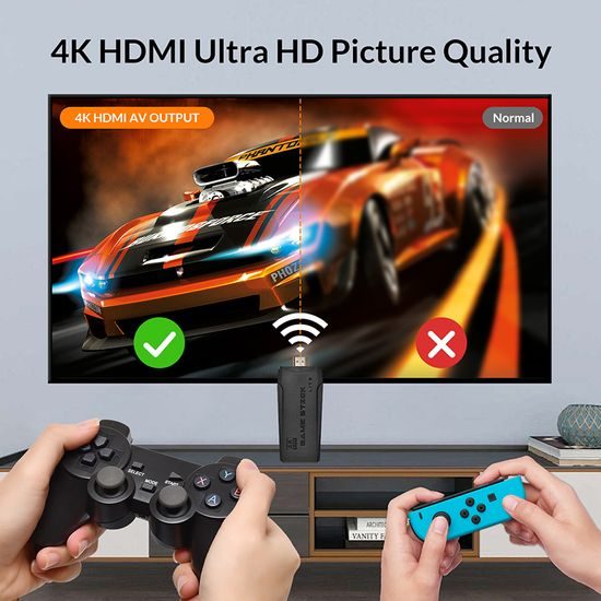 M8 Retro konzole se dvěma bezdrátovými ovladači, HDMI, Game Stick, 4K