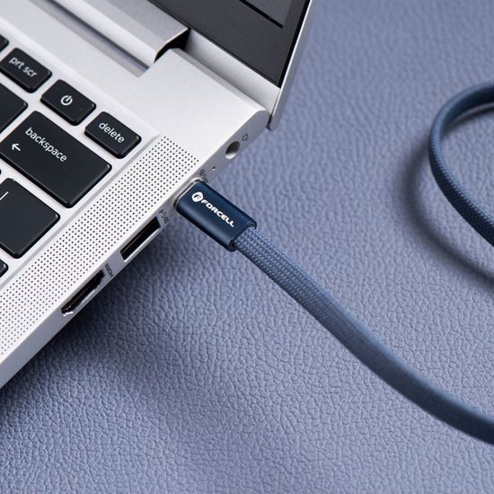 Cablu Forcell F-Energy USB-C - USB-C, QC4.0, PD, 5A, 100W, 1,2 m, albastru