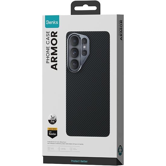 Samsung Galaxy S26 Ultra ümbris – Benks Magnetic Armor Pro Kevlar metalraamiga – must