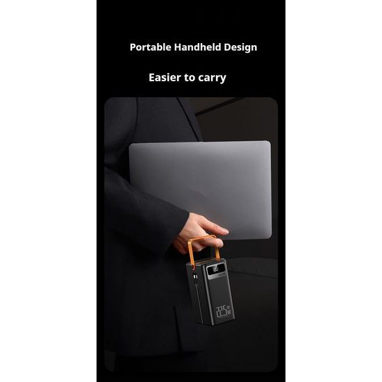 Power Bank 60.000 mAh, 22.5W PD, 4 USB + 2 καλώδια, LED φώτα, λευκό