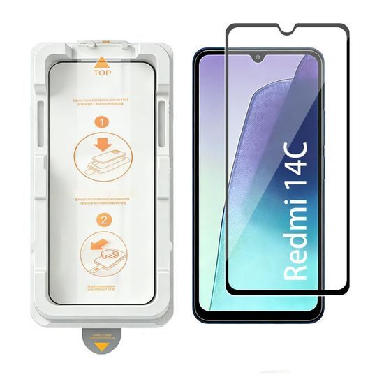 Wency Magic Box 5D Σκληρυμένο γυαλί με εύκολη εφαρμογή, Xiaomi Redmi 14C, μαύρο