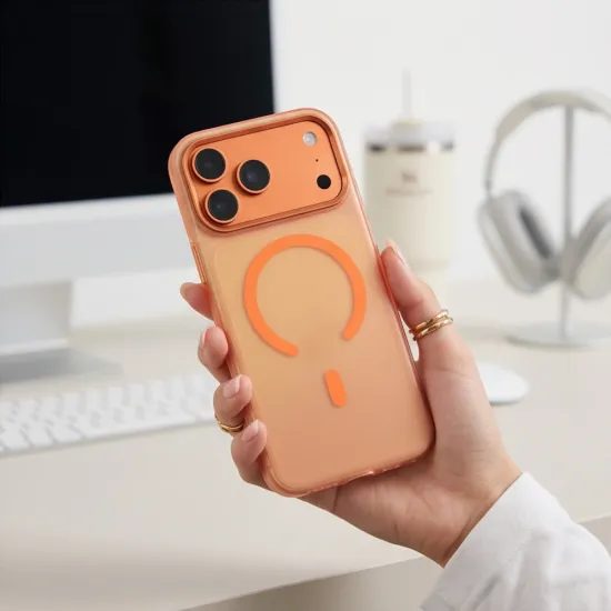 Tech-Protect MagZero MagSafe Case für iPhone 17 Pro Max / 18 Pro Max - Ultradünne Schutzhülle mit Metallrahmen - Matt Orange