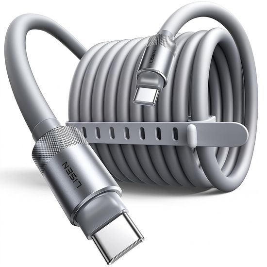 Lisen L115 USB-C – USB-C laidas, 100 W, 3 m – pilka