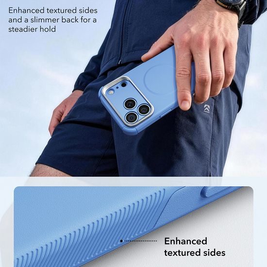 iPhone 17 Pro / 18 Pro vāciņš – ESR Cyber Armor Kickstand ar statīvu – gaiši zils