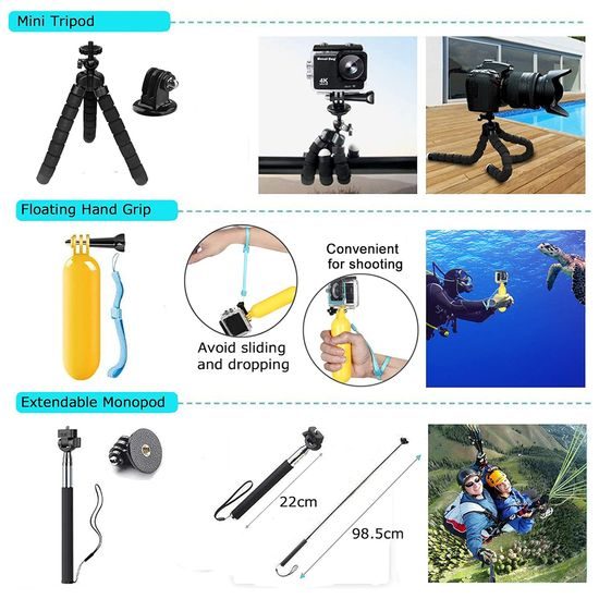 Techsuit Σετ Αξεσουάρ CamQuest 50σε1 (SA50) για GoPro Hero, SJCAM