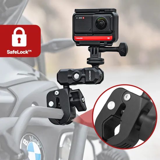 Motoros sportkamera tartó 360°, fekete