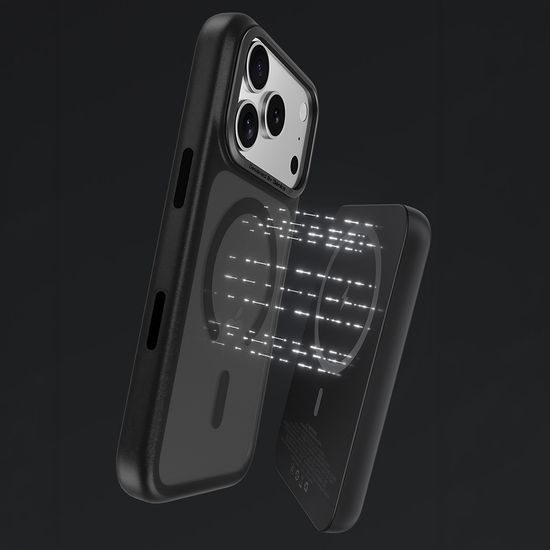iPhone 17 Pro / 18 Pro vāciņš – Benks Magnetic Mist ar metāla rāmi – melns